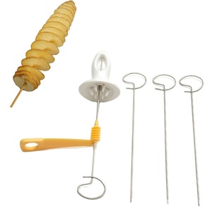 3 chuỗi xoay khoai tây Slicer thép không gỉ + nhựa xoắn khoai tây lát cắt xoắn ốc tự làm Hướng dẫn sử dụng sáng tạo - Product Image 1