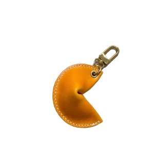 In stock: Crescent moon dumpling <b>leather</b> <b>keychain</b> pendant, lucky charm, peace amulet key accessory. - Product Image 5