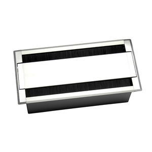 Desktop Aluminum Wire <b>Brush</b> Patch Panel with Dual-Sided Embedded <b>Socket</b> Panel Line Hole Cover for Bedroom Use Durable Design - Product Image 1