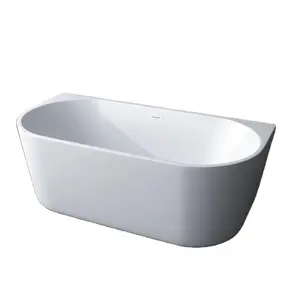 Hotsale white soaking acrylic bathtub against the wall with good price