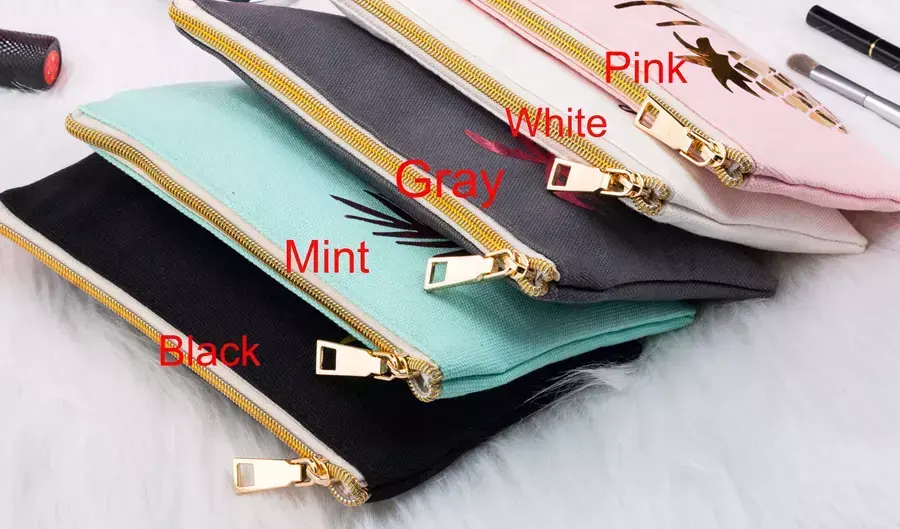 Bán buôn tùy chỉnh in logo tái sử dụng trống đồng bằng vệ sinh cá nhân Pouch vải cotton trang điểm mỹ phẩm túi