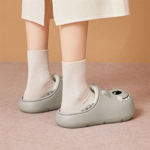 Pantoufles chaudes d'hiver pour femmes, surface en matériau EVA imperméable, motif de dessin animé mignon, pantoufles d'intérieur, pantoufles en coton pour l'intérieur - Product Image 5