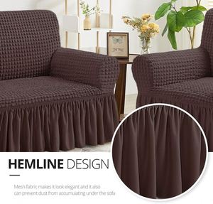 Wholesale Custom Color Modern Style <b>Sofa</b> Slipcover Elastic <b>Stretch</b> Fabric 94% Polyester 6% Spandex Solid Pattern Skirt Included - Product Image 3