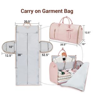 2 in 1 Foldable PU Leather <b>Garment</b> <b>Bag</b> for <b>Travel</b> Suit <b>Travel</b> <b>Bag</b> with Toiletry Pocket Shoes Compartment Shoulder Strap - Product Image 2