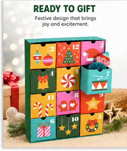 Luxury 12 Day <b>Christmas</b> Advent Calendar <b>Box</b> with Drawers Green Rigid Paperboard Mystery Blind <b>Box</b> for Kids Toy Packaging <b>Box</b> - Product Image 6
