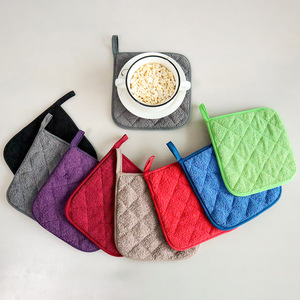 Support de casserole en tissu éponge multicolore, manique de four isolante, tapis isolant thermique, couleur unie, compatible micro-ondes, lavage à la main uniquement - Product Image 1