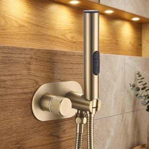 Brushed Gold Uncoated Brass Handheld Bidet Sprayer Set Wall Mount <strong>Toilet</strong> <strong>Washer</strong> with Adapter Bathroom Use - Product Image 1