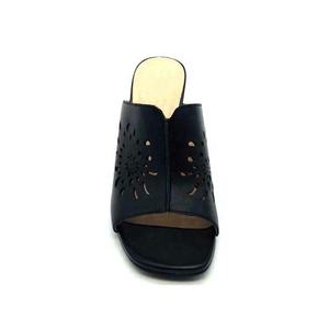 Mode carré bout ouvert femmes bloc talon sandales fleuri <span class=keywords><strong>creux</strong></span> en cuir femme talon pantoufles - Product Image 3