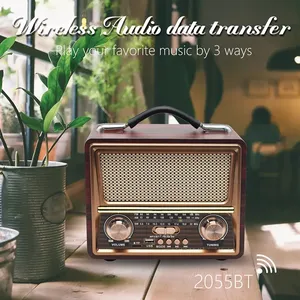 Radio rétro vintage R-2055 AM/FM/SW multi-bandes, lecteur MP3 1800mAh, fente USB/TF, haut-parleur portable - Product Image 5