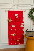 Décoration de Noël avec compte à rebours et 24 poches, calendrier de l'Avent mural rouge et vert, cadeau de Noël pour enfants