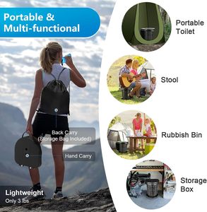 Toilette de voyage réglable en hauteur, toilette de camping portable pour adultes et enfants, toilette portable pliable pour le camping/la voiture - Product Image 5