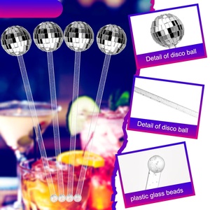 Decoraciones <span class=keywords><strong>de</strong></span> Fiesta con Logotipo Personalizado, Bola <span class=keywords><strong>de</strong></span> Discoteca <span class=keywords><strong>de</strong></span> Acrílico Plateado, Agitador <span class=keywords><strong>de</strong></span> Bebidas, Café, Cócteles - Product Image 3