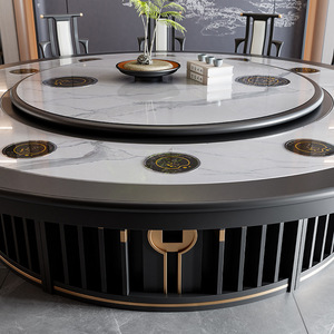 Mesa de Comedor Redonda Eléctrica de Estilo Chino con Función de Hot Pot y Rotación Automática, Duradera, para Sala de Estar - Product Image 1