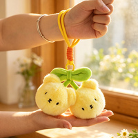 Porte-clés en peluche ours cerise mignon, pendentif cerise à double tête d'ours, breloque de sac douce et moelleuse, porte-clés en peluche Kawaii