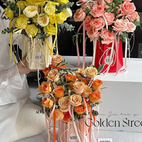Sac d'emballage de luxe imperméable et recyclable pour bouquets de fleurs, personnalisable avec logo, pour anniversaires et la fête des Mères