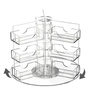Tempat Kartu Bisnis Berputar Akrilik Bespoke dengan 18 Kantong untuk Pajangan Kartu Hadiah Counter Top