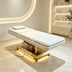 <b>Electric</b> Facial Bed Professional Luxury Stainless Steel Gold 3 Motors Curved Salon Spa Lash Bed Massage <b>Table</b> Facial Beauty Bed - Product Image 4