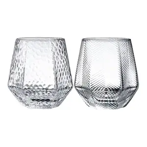 Iridescent Hexagonal Stemless Cocktail Glass Set