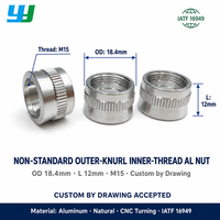 Écrou moleté en aluminium CNC sur mesure, filetage interne, moletage droit, pièces usinées non standard, OEM