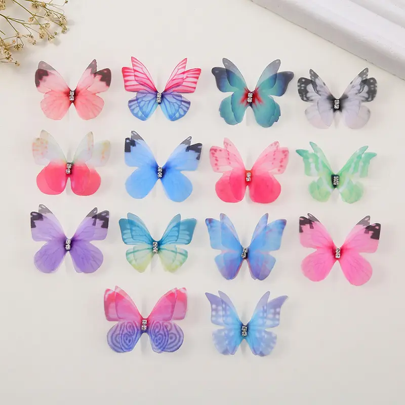 ZSY 4,5 cm Schlussverkauf Doppelschicht-Stickerei Schmetterlings-Patch Nähen Stoff Kleidung Dekorationspatches