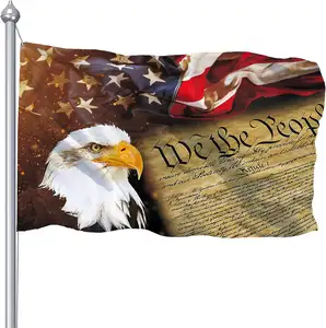 Verfassung Flagge 3 × 5 Fuß Vintage amerikanischer Adler Wir, das Volk, Flags rustikales Adler-amerikanische patriotische Flagge für draußen