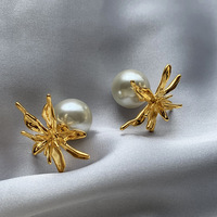 Pendientes de Acero Inoxidable con Baño de Oro de 18K y Plata, Diseño Floral Dividido, Impermeables, para un Estilo Elegante Diario o para Banquetes