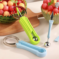 Coupe-pastèque multifonction en acier inoxydable, outils de découpe de fruits, ensemble de cuillères à melon, trancheuse à fruits, séparateur de pulpe