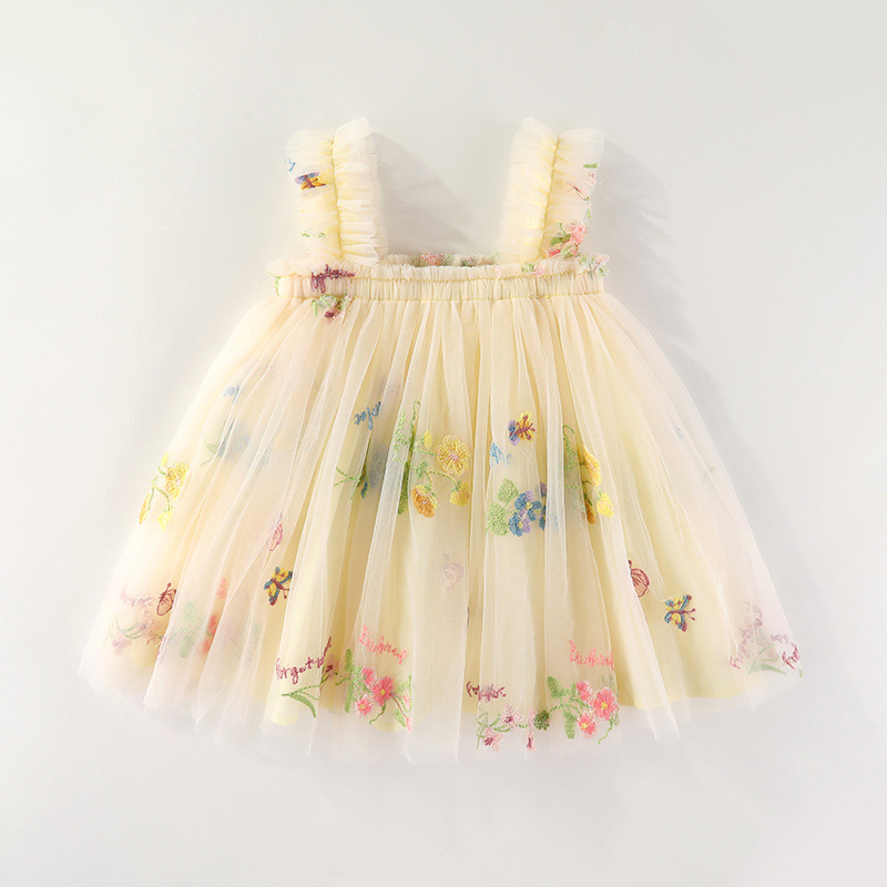 ELF Baby Girl Spring/Summer Onesie, Cotton Print Flying Sleeve Splicing