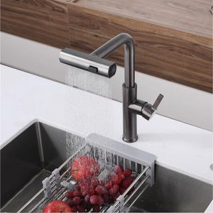 Robinet de cuisine en acier inoxydable 304 gris bronze, extractible, avec jet cascade, eau chaude et froide, pour évier et lave-vaisselle - Product Image 3