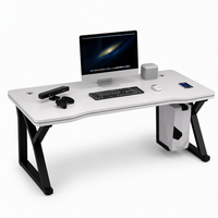 Bureau de jeu blanc 100 120 140 cm, bureau d'ordinateur ergonomique avec support pour tour PC et gestion des câbles