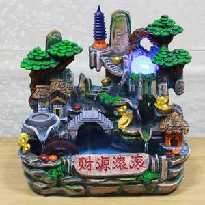 Fontana di Acqua resina Fortuna elefante stagno di pesce di buon auspicio feng shui acqua rotonda manufatti per l'arredamento umidificatore idee regalo - Product Image 1