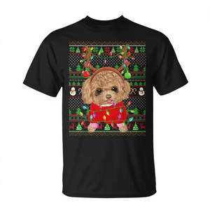 T-shirt de Noël style pull moche pour Toy Poodle, design de vacances assorti pour la famille - Product Image 2