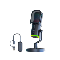 SU9 Kabelloses USB-Kondensatormikrofon 2,4G RGB Gaming-Mikrofon mit Geräuschunterdrückung und Echo für PC Live-Streaming Aufnahme
