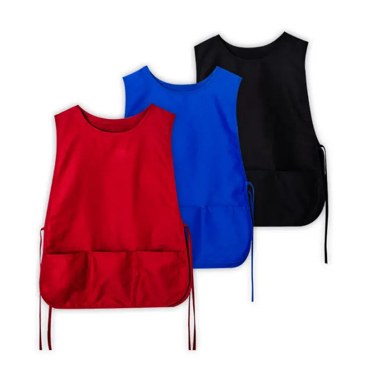 Custom logo cobbler apron plus size smock apron polyester vest apron with three big pockets