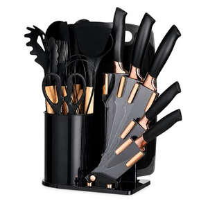 Ensemble d'ustensiles de cuisine en silicone antiadhésif de 19 pièces avec poignée, comprenant une spatule et une cuillère, outils de cuisson essentiels pour les ensembles de couteaux - Product Image 1