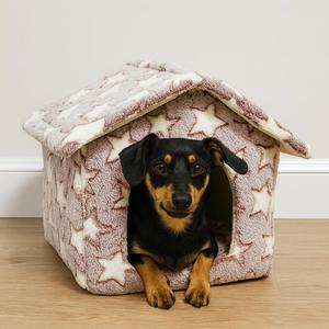 Cuccia morbida imbottita per cani e gatti, letto caldo da interno con motivo a stelle, taglia piccola - Product Image 6
