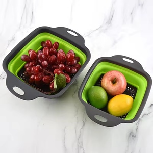 2 Pack Collapsible Colander Set Foldable Collapsible Strainers for Kitchen Square Colander Kitchen Strainer <b>Baskets</b> - Product Image 5