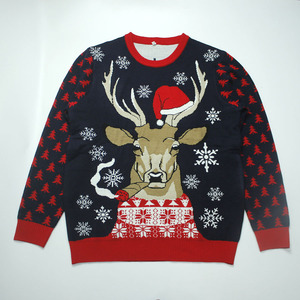 Nhà Máy OEM Vui Xấu Xí Xmas Áo Len Cho Nam Giới Tùy Chỉnh Jacquard Đan Với Logo Hỗ Trợ Tái Chế Sợi Fama Chứng Nhận Cung Cấp - Product Image 1