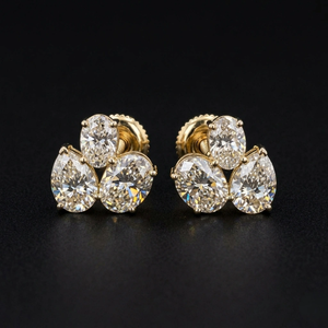 Pendientes de Diamantes Cultivados en Laboratorio con Forma Ovalada y de Pera para Mujer, Joyería Fina Elegante, Brillo Brillante, para Regalo de Boda - Product Image 1