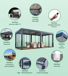 Pérgola de Aluminio Motorizada con Revestimiento Impermeable, Resistente al Viento (120 km/h), con Motor Silencioso y LED para Patio o Jardín, MOQ Bajo - Product Image 3