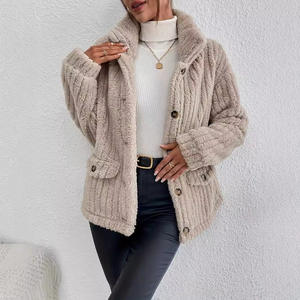 Abrigos de <span class=keywords><strong>mujer</strong></span> de Otoño Invierno <span class=keywords><strong>para</strong></span> <span class=keywords><strong>Amazon</strong></span>, superventas, chaqueta cárdigan cálida informal de manga larga de lana de doble cara transfronteriza - Product Image 2