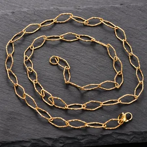 Chaîne en acier inoxydable plaqué or de 7 mm de largeur, faite à la main, maillons en forme de losange, pour bijoux, collier pour femme, cadeau - Product Image 5