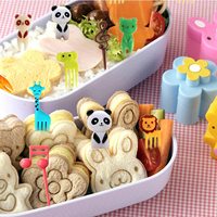 10 pièces ABS forme animale boîte à Bento créative fourchette à fruits Sandwich pain étiquette décorative pour pique-nique Mini Portable Durable fourchette alimentaire