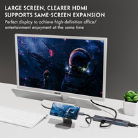 Hub 7 en 1 Tipo-C a HDMI 4K 30Hz, Estación de Acoplamiento USB C con Tarjeta de Red RJ45 de 1000M, Carga Rápida de 100W, Doble USB3.0, SD/TF