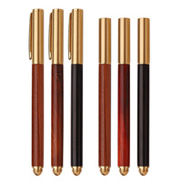Vente en gros de stylo gel d'affaires rétro 0.5mm signature en bois métallique avec clip rotatif en bois pour le bureau ou comme cadeau d'affaires élégant
