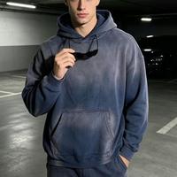 Hoodie French Treey Oversized Boxy Vintage Acid Wash Distressed Match, beli grosir warna hitam polos, populer dan laris.