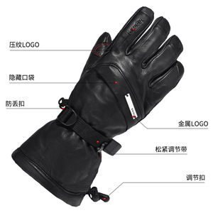 Cross Border Winter Genuine Leather Ski <b>Gloves</b> Black Touchscreen <b>Warm</b> Unisex Adult Sports <b>Gloves</b> - Product Image 2