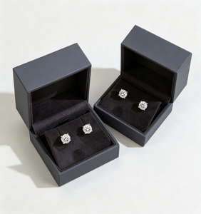 Minimalist Design Earring Hinged Box Custom Logo Branded Jewelry Packaging Case Velvet Earrings Holder Factory Wholesale Price - Product Image 4