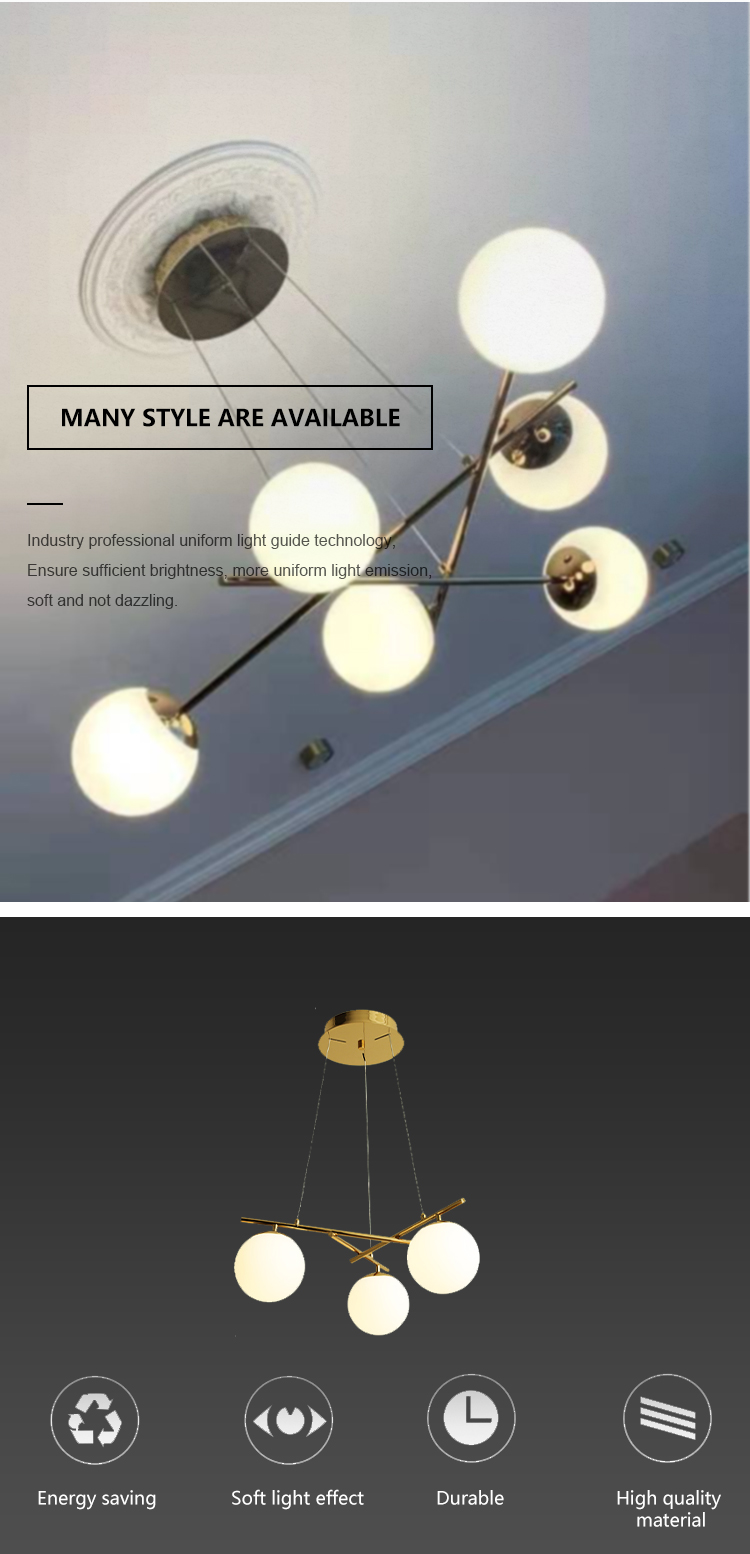 New Product Decorative Bedroom Restaurant Living Room Glass Chandelier Pendant Light