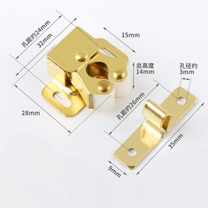 Double Wheel Spring Latch Gold Iron <b>Wardrobe</b> Cabinet Door <b>Hardware</b> Detachable Mount - Product Image 2